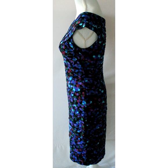 London Times Women's Multi Color Sleeveless Lined Stretch Zip Back Dress Size 8 - Picture 4 of 9